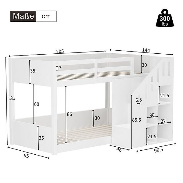 STILVORA Etagenbett 90×200 Kinderbett mit Stautraum & Treppen,Funktionsbett günstig online kaufen
