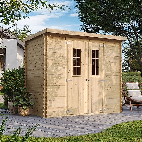 Timbela Holz-Gartenhaus M310C+M310G mit Boden Beige Braun 2,63 m² FSC® günstig online kaufen