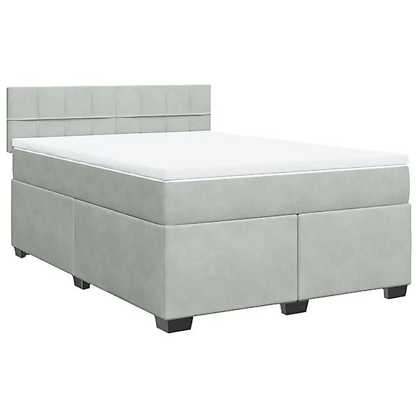 vidaXL Boxspringbett mit Matratze Hellgrau 160x200 cm Samt 3286354 günstig online kaufen