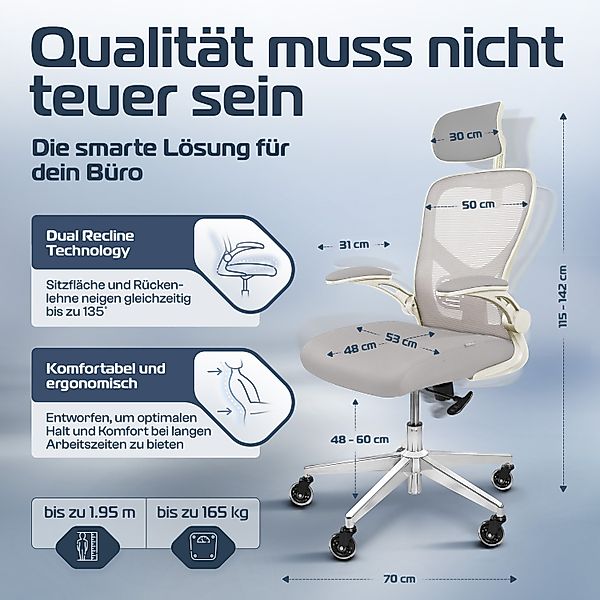CLOUVOU Bürostuhl ergonomisch, Schreibtischstuhl bis 150 günstig online kaufen