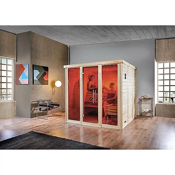 Weka Design-Sauna Kemi Panorama 3 inkl. Saunaofen 75 kW BioS und Farbvision günstig online kaufen