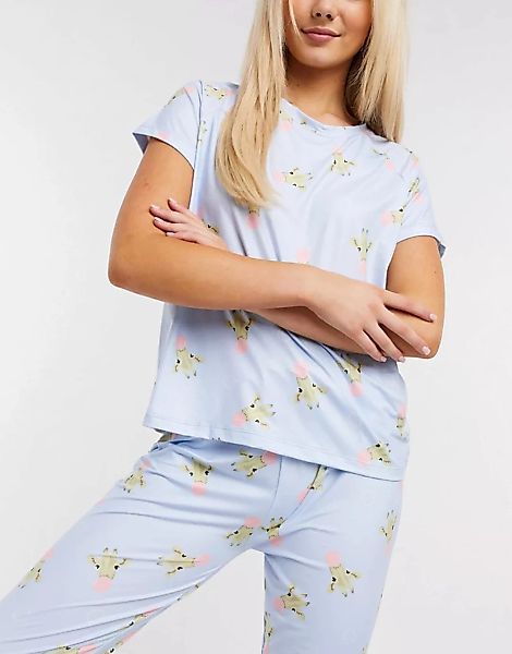Loungeable – Bubblegum Giraffe – Pyjama in Blassblau günstig online kaufen