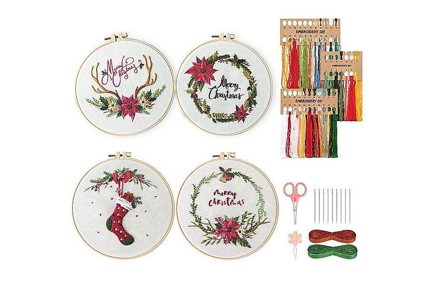 MOPUEA Hängedekoration Stickerei 4 Set Erwachsene Anfänger, Weihnachten Wei günstig online kaufen