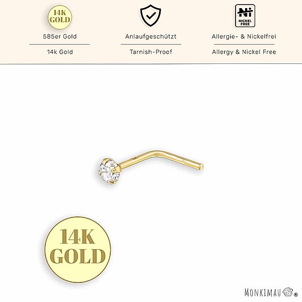 Monkimau Nasenpiercing 14K Gold Nasenstecker 2mm günstig online kaufen