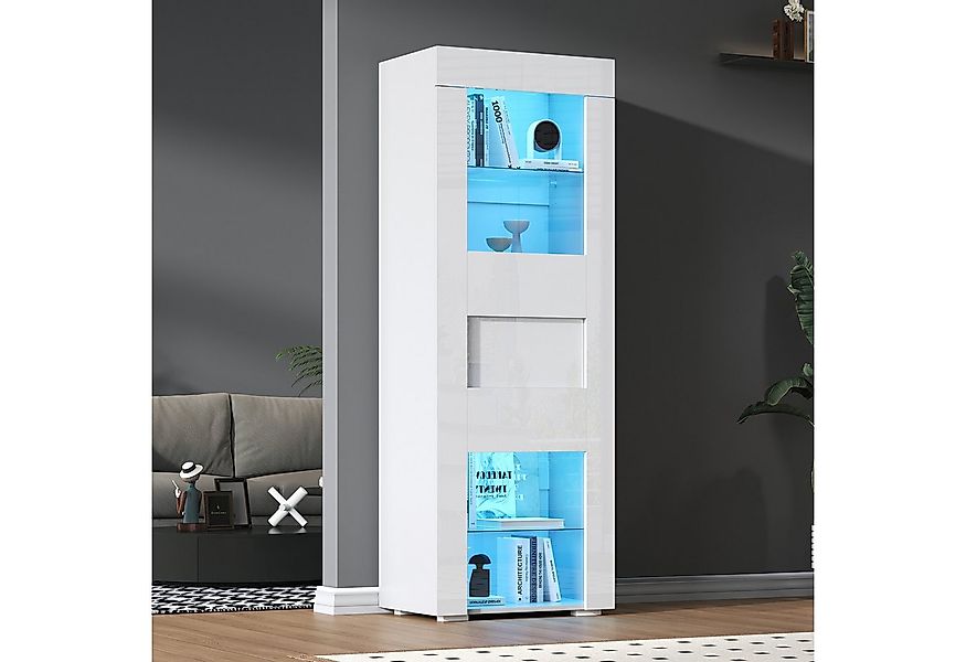 Merax Standvitrine Hochglanz schmal Glasvitrine mit LED inkl.APP (1-St., Wo günstig online kaufen