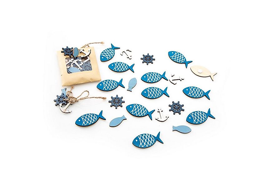 Logbuch-Verlag Dekofigur Maritimes Tischdeko Set 36 teilig blau aus Holz zu günstig online kaufen