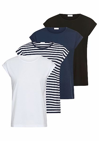 Boysens T-Shirt Packung, figurumspielende Passform, Rundhalsausschnitt günstig online kaufen