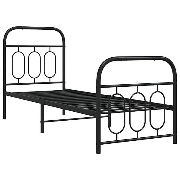 vidaXL Bett Bettgestell mit Kopf- und Fußteil Metall Schwarz 75x190 cm günstig online kaufen