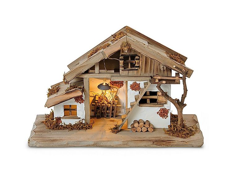 matches21 HOME & HOBBY Krippe Große Weihnachtskrippe Echtholz mit Beleuchtu günstig online kaufen