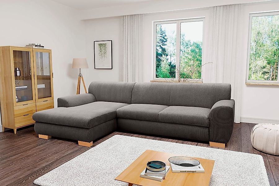 Home affaire Ecksofa "Nika zeitlos und elegant, L-Form" wahlweise mit Bettf günstig online kaufen