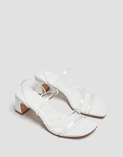 Pull&Bear – Transparente Mule-Sandalen mit Absatz in Weiß günstig online kaufen