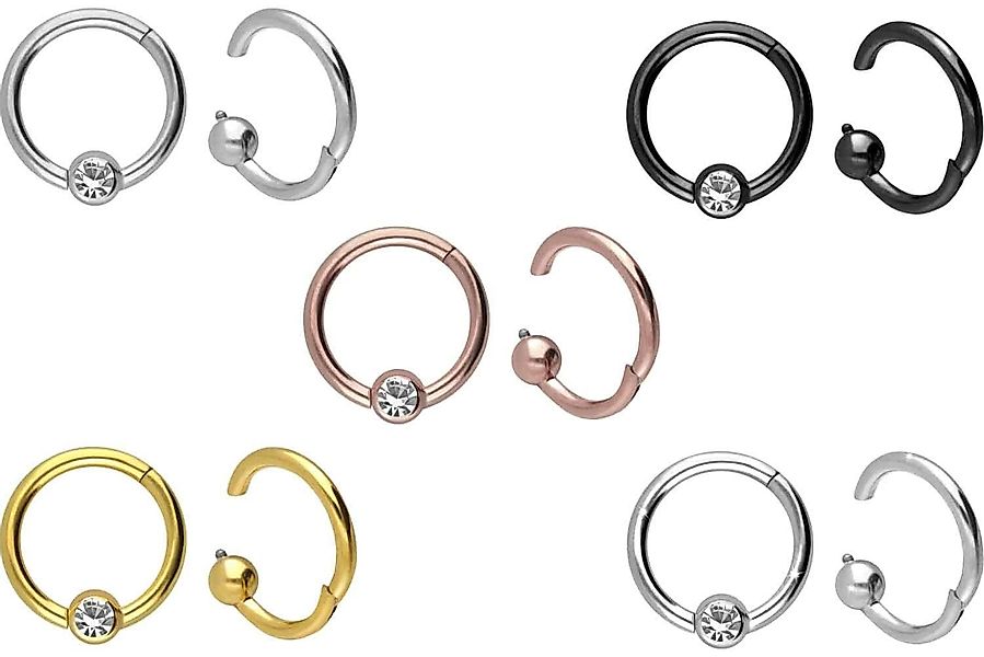 PIERCINGLINE Piercing-Set Titan Segmentring Clicker KRISTALL günstig online kaufen