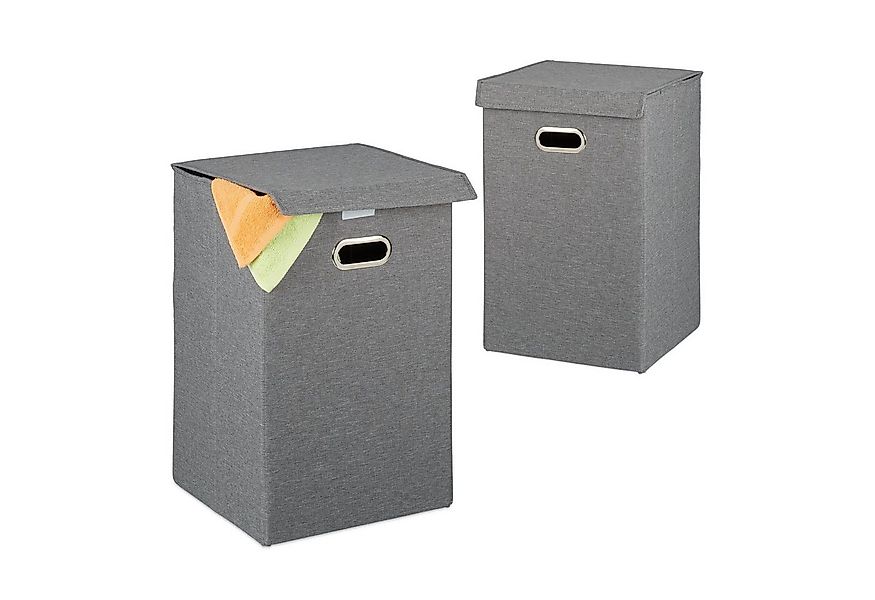 relaxdays Wäschekorb 2er Set faltbar, grau günstig online kaufen