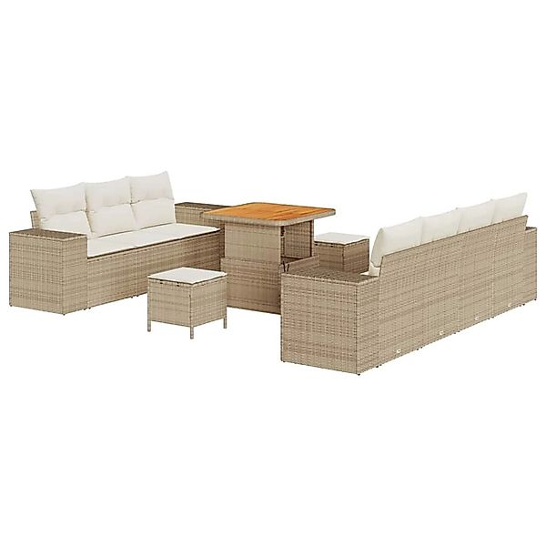 vidaXL Garten-Sofa-Set 10-Tlg Beige Poly Rattan 3361966 günstig online kaufen