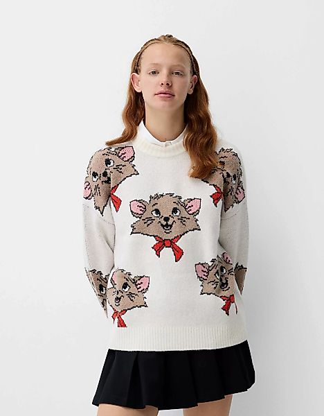 Bershka Pullover Aristocats Mit Print Damen 10-12 Sandfarbe günstig online kaufen