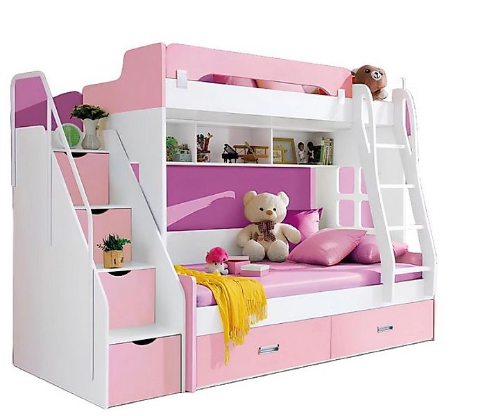 Xlmoebel Etagenbett Neues Holz Doppelstockbett für Kinder in Rosa (Kinderbe günstig online kaufen