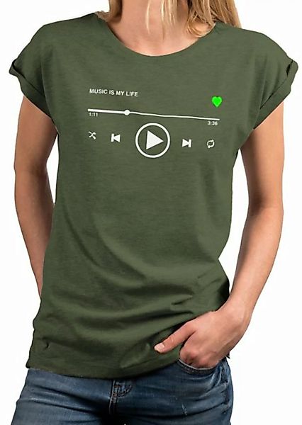 MAKAYA Print-Shirt Damen Kurzarm Top Sommer Motiv Musik Aufdruck Baumwolle günstig online kaufen