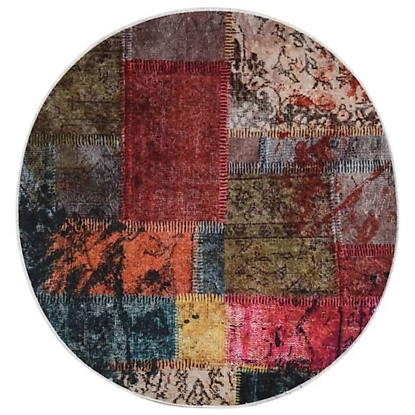 Teppich Waschbar Patchwork Mehrfarbig Φ120 Cm Rutschfest günstig online kaufen
