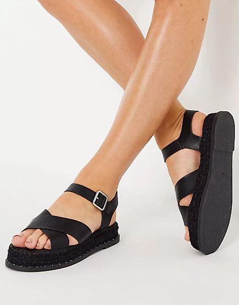 Truffle Collection – Schwarze Sandalen mit Knöchelriemen günstig online kaufen
