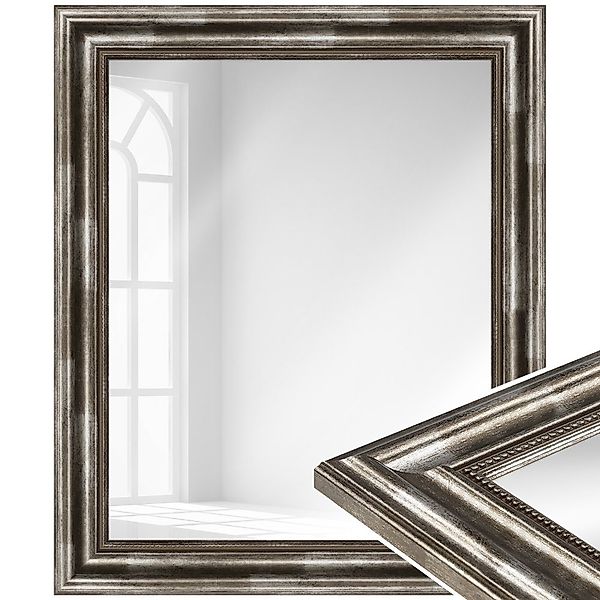 WANDStyle Wandspiegel H550, Silber, aus Massivholz günstig online kaufen