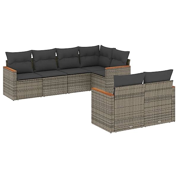 vidaXL 7-Tlg Garten-Sofagarnitur mit Kissen Grau Poly Rattan 3226144 günstig online kaufen