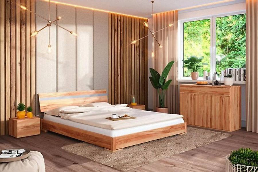 Natur24 Einzelbett Bett Bento 12 Sonderlänge 100x190 Kernbuche Holzkopfteil günstig online kaufen