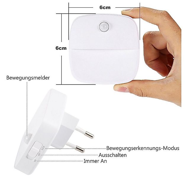 MUPOO LED Nachtlicht Plug-in Nachtlicht, 1/2 Betriebsmodi LED, Bewegungssen günstig online kaufen