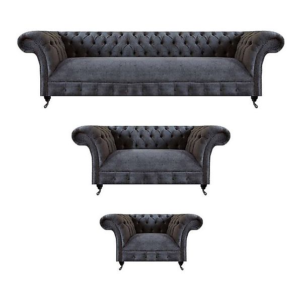 JVmoebel Chesterfield-Sofa Sofagarnitur 3tlg Sofas Set Textil Möbel Einrich günstig online kaufen