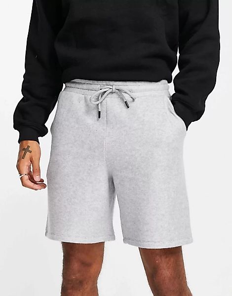 ASOS DESIGN – Oversize-Shorts aus Polarfleece in Grau meliert günstig online kaufen