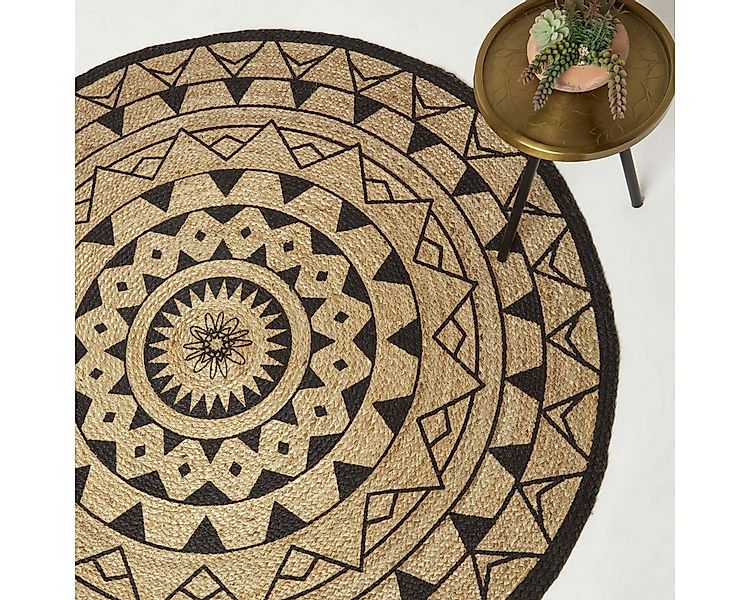 Homescapes Teppich Runder Teppich Mandala 150 cm – Jute-Teppich geflochten, günstig online kaufen