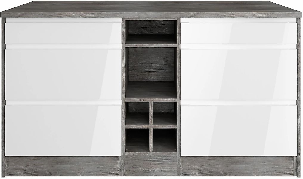 KOCHSTATION Kücheninsel "KS-Virginia" Breite 153 cm, MDF-Fronten, Flaschenr günstig online kaufen