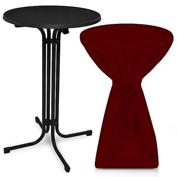 Beautissu Bellini Stehtisch Ø 80cm Schwarz mit Premium Stehtischhusse Ø 80c günstig online kaufen