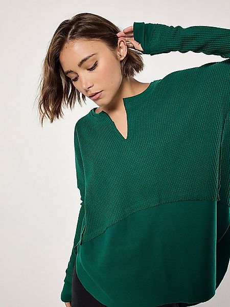 Apricot Oversize-Shirt Mehrlagiges Top aus Waffeljersey günstig online kaufen