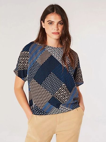 Apricot T-Shirt mit geometrischem Muster, im Patchwork-Design günstig online kaufen