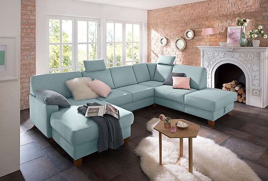 Home affaire Wohnlandschaft "Belfort U-Form" mit Federkern, wahlweise mit B günstig online kaufen