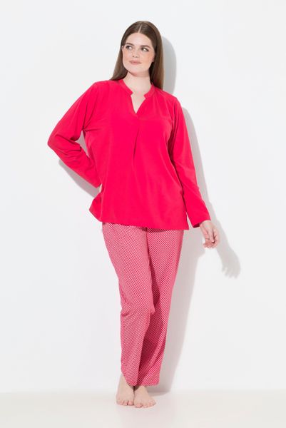 Ulla Popken Pyjama Pyjama Muster Rundhals günstig online kaufen