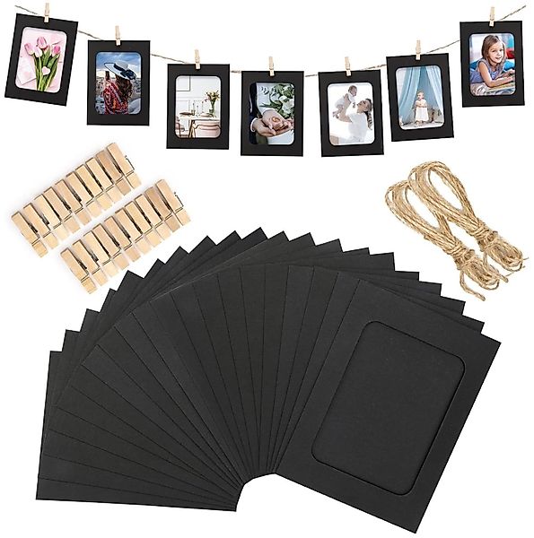 Refttenw Bilderrahmen-Set 20-St Papier-Fotorahmen mit Holzclips günstig online kaufen