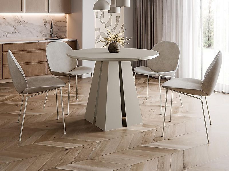 Compleo Esstisch Ø: 100cm oder 120 cm, Designer Tisch, ausziehbarer Tisch T günstig online kaufen