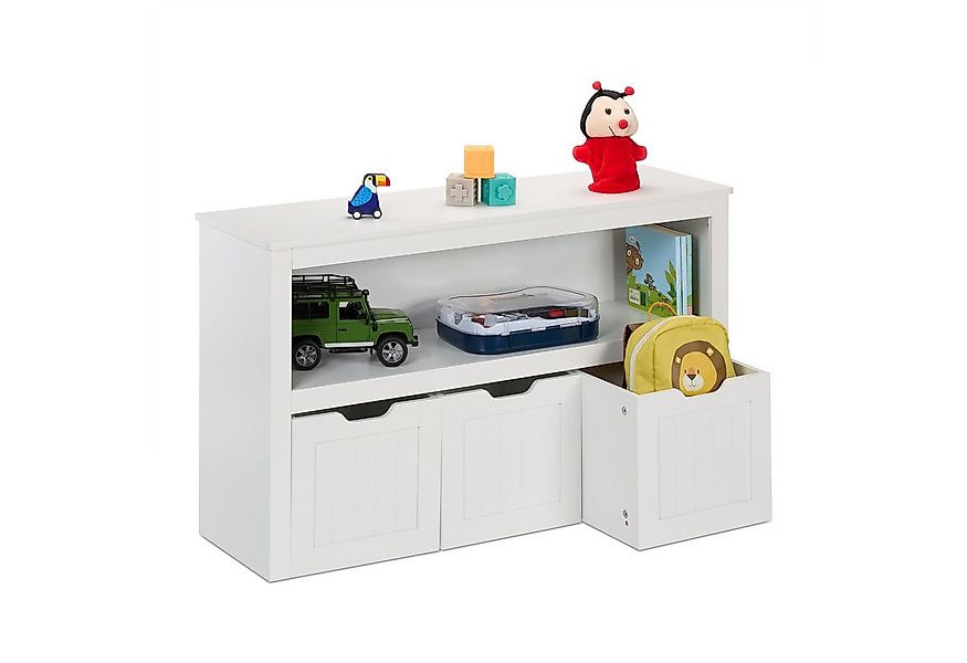 relaxdays Standregal Kinderregal mit 3 Boxen auf Rollen, 1-tlg. günstig online kaufen