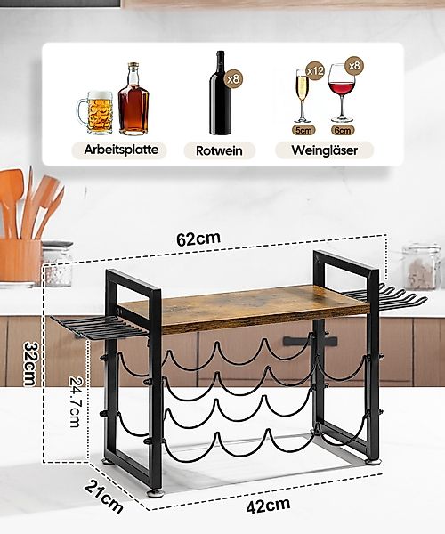 Yorbay Weinregal für Arbeitsplatte,Weinständer aus Holz mit Ablage, bietet günstig online kaufen