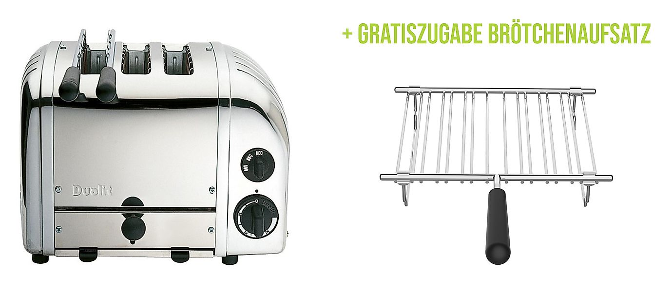 Classic Toaster Premium 3-Schlitz inkl. Gratis Brötchenaufsatz Poliert günstig online kaufen