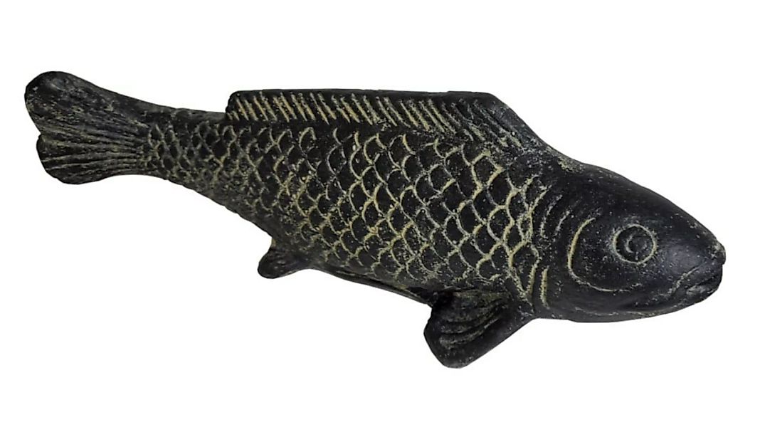 Koi Fisch Figur Naturstein Handgefertigt Dekofigur Garten Karpfen 37,5 cm günstig online kaufen