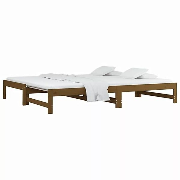 vidaXL Bett Tagesbett Ausziehbar Honigbraun 2x(90x200) cm Massivholz Kiefer günstig online kaufen