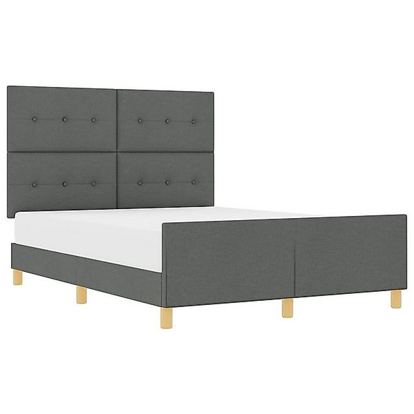 vidaXL Bett Bettgestell Dunkelgrau 140x200 cm Stoff (1-tlg) günstig online kaufen