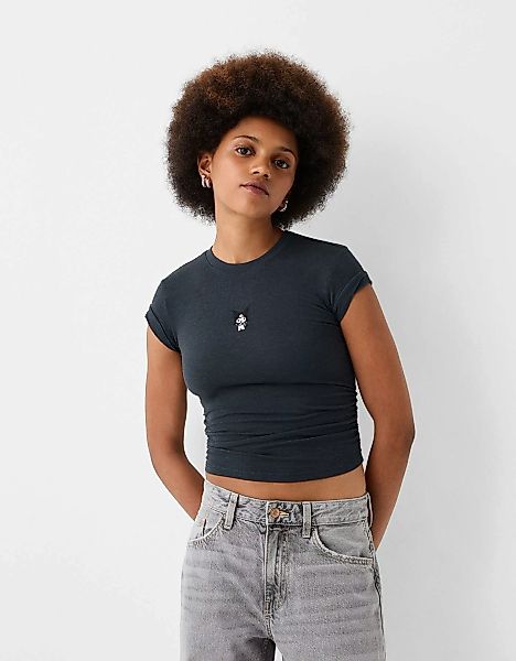 Bershka T-Shirt Kuromi Mit Kurzen Ärmeln Damen L Grau günstig online kaufen