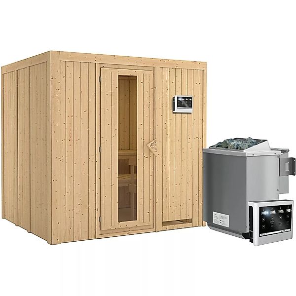 Karibu Sauna-Set Stina inkl. Bio-Ofen 9 kW mit ext. Steuerung, Energiespart günstig online kaufen