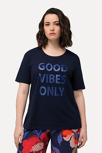 Ulla Popken T-Shirt T-Shirt Good Vibes Only Rundhals Halbarm günstig online kaufen