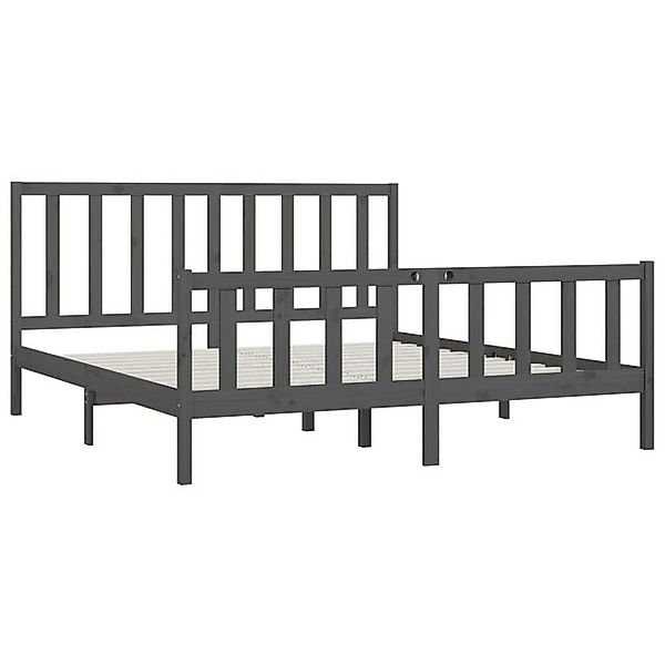 vidaXL Bettgestell Massivholzbett Grau 200x200 cm Bett Bettgestell Doppelbe günstig online kaufen