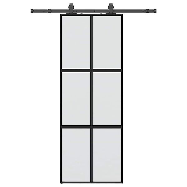 vidaXL Schiebetür mit Beschlag Schwarz 76x205 cm Hartglas 3375914 günstig online kaufen