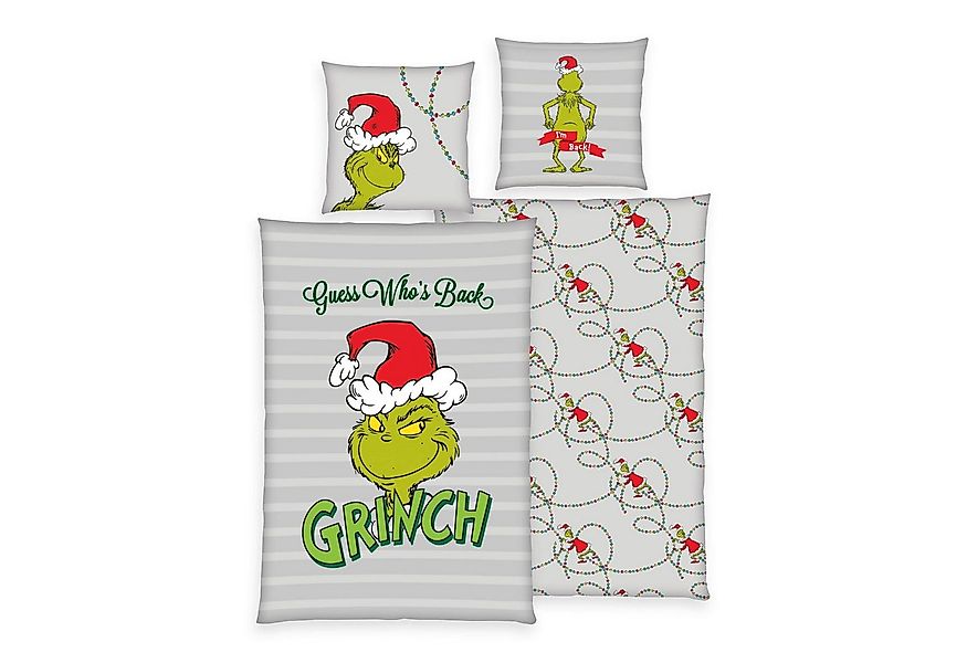 Familando Wendebettwäsche Grinch für Weihachten 135x200 80x80 cm mit Reißve günstig online kaufen